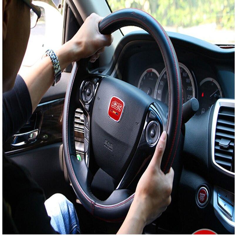 Mugen Power Red And Black Car Steering Wheel Cover Wheel Hub Caps Racing Emblem Badge Sticker For Civic Jazz Accord