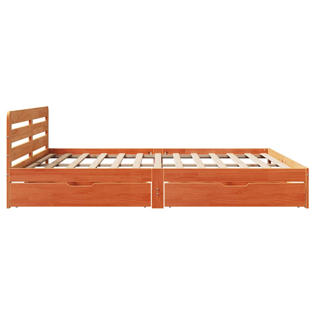 Solid Wood Bed without Mattress Wax Brown 200x200 cm Pine Wood