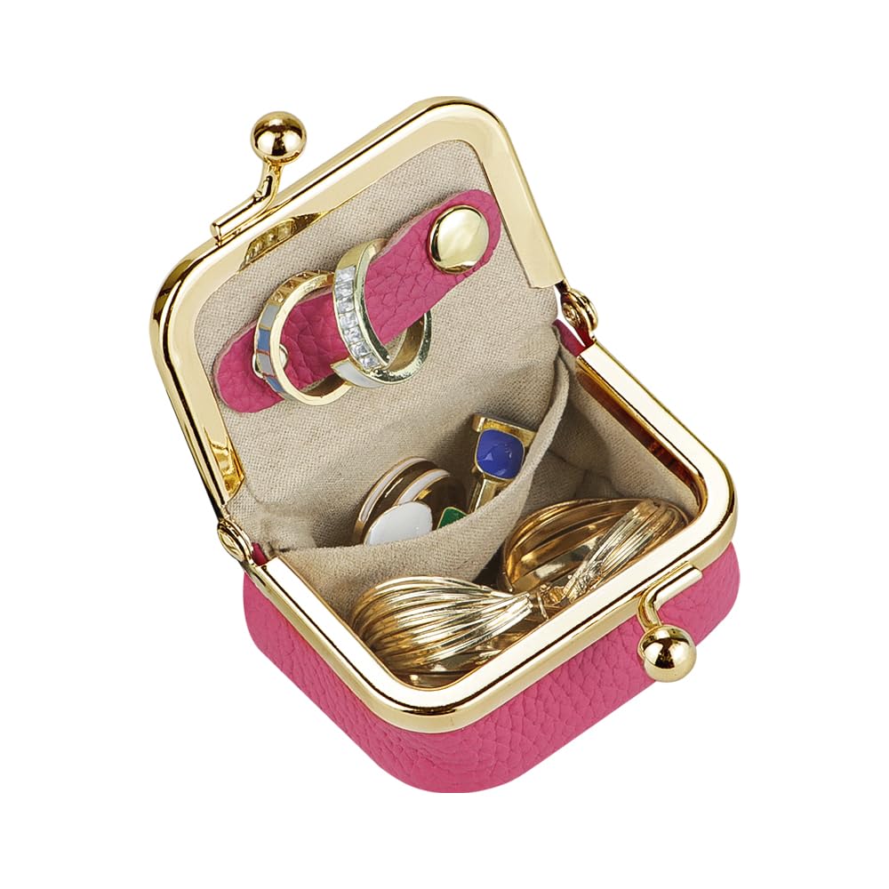 Royal Bagger Genuine Leather Mini Jewelry Box Women's Coin Purse Solid Color Kiss Lock Change Pouch Casual Style Small Storage Bag for Women 1894