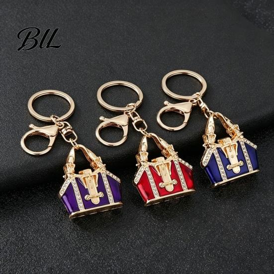 Handbag Shape Keychain Mini with Rhinestone, Zinc Alloy Pendant for Sparkly Bag Charm Keys Handbags Backpacks, Lightweight Decorative Accessory Women