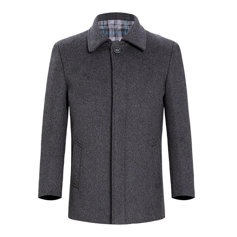 Осень и зима пальто из кашемира для мужчин среднего и пожилого возраста, шерстяные шерстяные куртки, пальто с лацканами, мужская одежда на пуговицах для папы, больших размеров