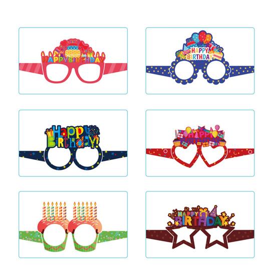 6Pcs Happy Birthday Glasses Frame Baby Shower Kids Boys Girls Birthday Party Decoration Paper Eyeglasses Eyewear Photo Prop Party Supplies