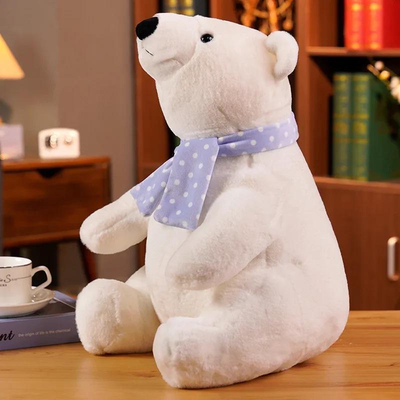 Cute Polar Bear Plush Toy Soft Plushies Stuffed Animal Scarf Polar Bear Doll Room Decoration Kids Birthday Gift Kids Toys