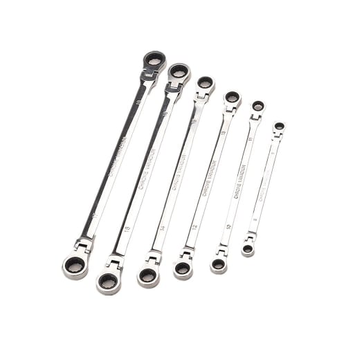 Ratchet Wrench, Flex Ratchet Wrench, Double-Ended, Swing Head, Long Type, 72 Gears, CR-V Steel, 2 Sizes, Mirror Finish, for Cars and Motorcycles (12*1