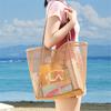 Colorful Summer Beach Tote Bag for Women – Mesh Shoulder&Crossbody with Polyester Lining – Ideal for Travel & Outdoor Activities