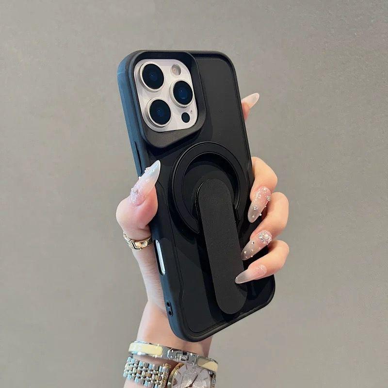 Чехол MagSafe из жидкого силикона с невидимой подставкой для iPhone 16 15 14 13 12 11 Pro Max с магнитной беспроводной зарядкой.