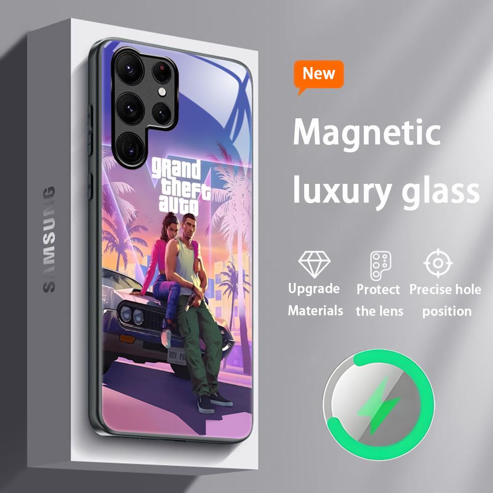 G-GTA6 R Звездная Игра Горячий Чехол для Телефона Для Samsung S25 S24 S23 S22 S21 S20 Plus Ultra Note20 Стекло Магнитный Чехол