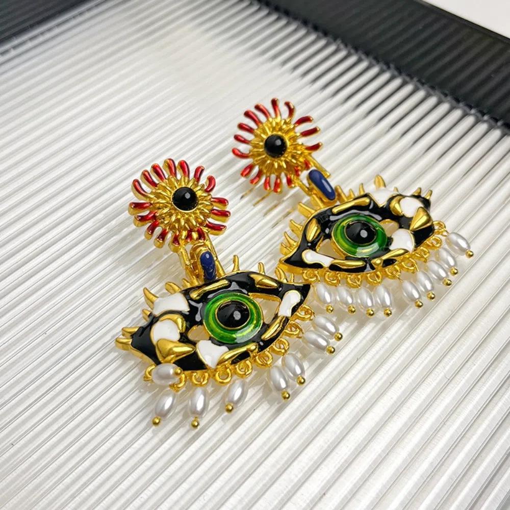 Жемчужные Глаза Демона Серьги-пусеты Преувеличенные Женские Серьги-пусеты Осень Зима