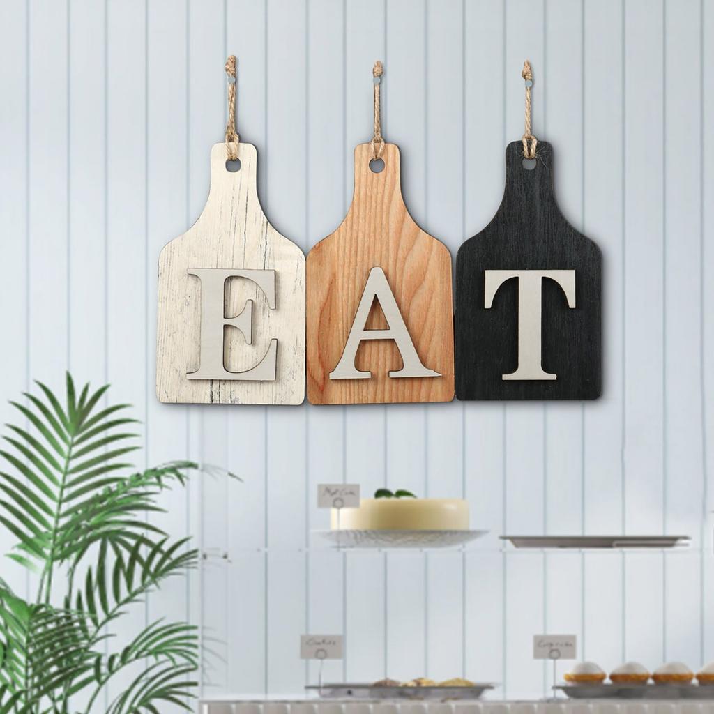 Hanging Eat Sign for Kitchen Wall Decor - Kitchen Wall Art Decor Farmhouse Decorations for Wall, Rustic Eat Signs for Dining Room, Multicolor