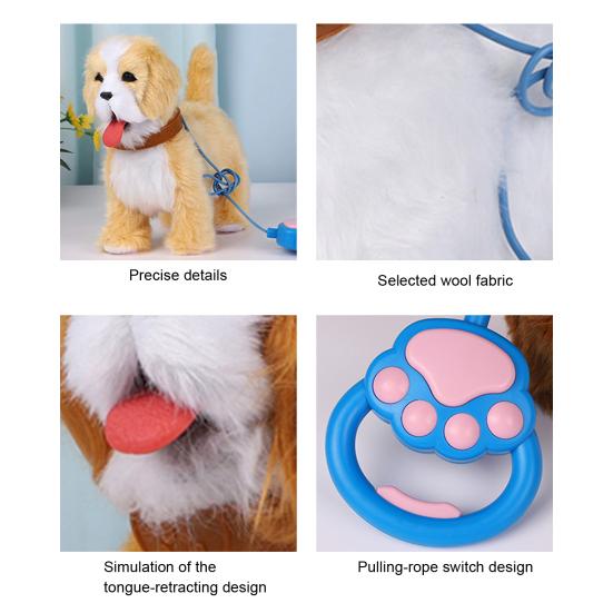 Yousheng Electric Plush Dog Toy with Leash Licking Tongue Walking Puppy Plushie with Touch Sensing Lifelike Sounds Toddlers Interactive Simulation
