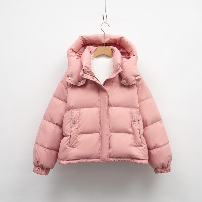 Short down jacket women's winter new regular simple hooded warm bread jacket