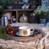 Medieval Style Wide Mouth Ceramic Coffee Cup Saucer Retro Fox Creative Fruit Afternoon Tea Teacup High Value Latte Cup