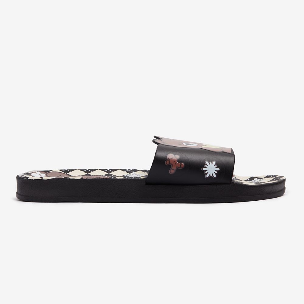 Women's Pool Flip-Flops with Teddy Bear Black Riki 36/37