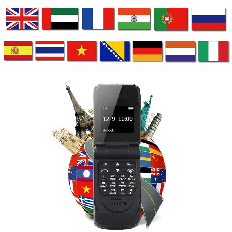 0.66"Мини раскладной мобильный телефон Самый маленький раскладной FM Беспроводной Bluetooth 3.0 Набор номера Громкая связь Наушник Телефон с одной SIM-картой