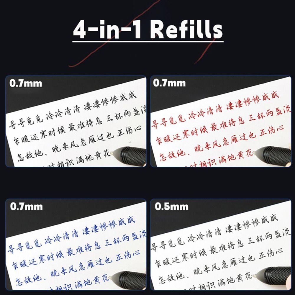 Metal Multifunction Pen 4-in-1 0.5mm Mechanical Pencil Simple 3 Color Ballpoint Pen  School Office