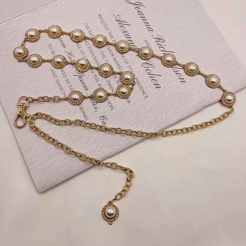 Womens Stylish Metal Waist Chain With Water Sparkle Inlay For Spring And Fall Outfit Enhancement
