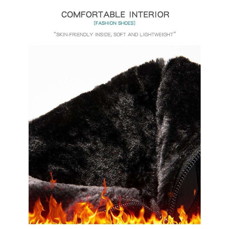 2025 Новый стиль Воротник из искусственного кроличьего меха Высокие утепленные женские сноубутсы с боковой цепочкой, Водонепроницаемые женские ботинки, Повседневная женская обувь