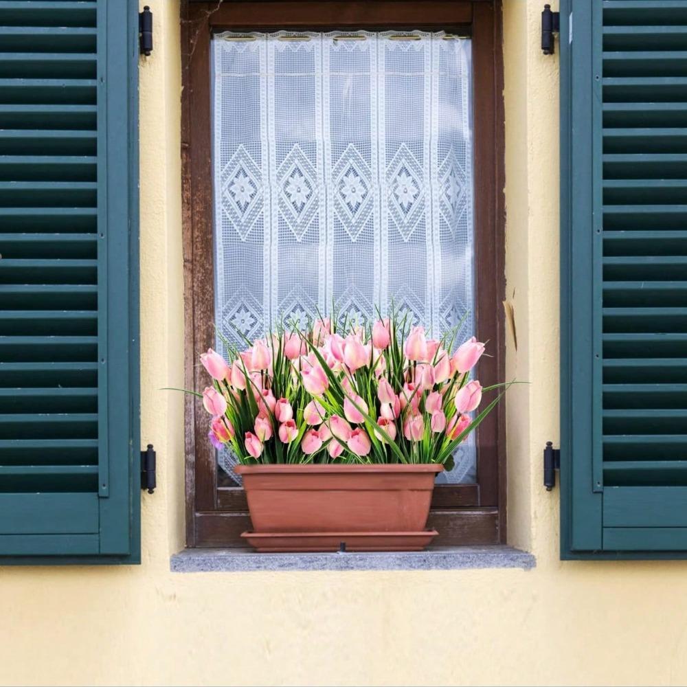 Букет из 6 шелковых тюльпанов, искусственные тюльпаны, всего 30 головок, искусственная цветочная композиция для домашнего офиса, вечеринки, свадьбы, отличный подарок на День матери