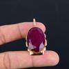 Ruby Lab-Created Gemstone Copper Jewelry Handmade Chain Pendant For Her