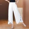 Embroidered Loose Retro Cropped Pants Summer New High Waisted Loose Wide Leg Pants for Women