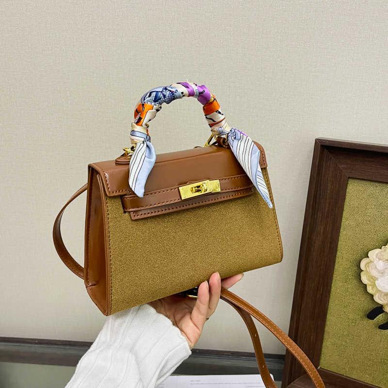 Kelly Women's Large Shoulder Bag with Lock and Scarf - Versatile Crossbody Handbag