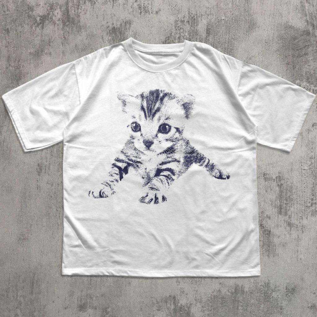 Y2k Vintage Graphic Cat T shirt, Unisex Cotton Shirt, 90s Retro Tee, Cats Lover Gift, Funny Kitten T shirt, Trendy Summer Tees, Cute Kittens
