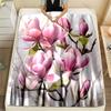 Beautiful Magnolia Flowers Print Blanket Flannel Material Soft Warm for All Seasons Home Outdoor Camping Picnics Blanket