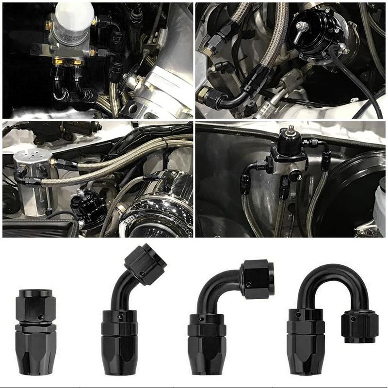 AN4/6/8/10/12 Swivel Hose End Fitting Adapter 0° 45° 90° 180° Aluminum Universal for Oil Cooler Kit Braided Oil Fuel Gas Hose