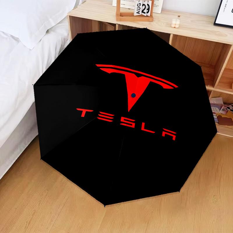 1PC Tes-la Automatic Folding Umbrella 8-Rib Travel Umbrella with Auto Portable Case, Ideal Gift for Birthdays