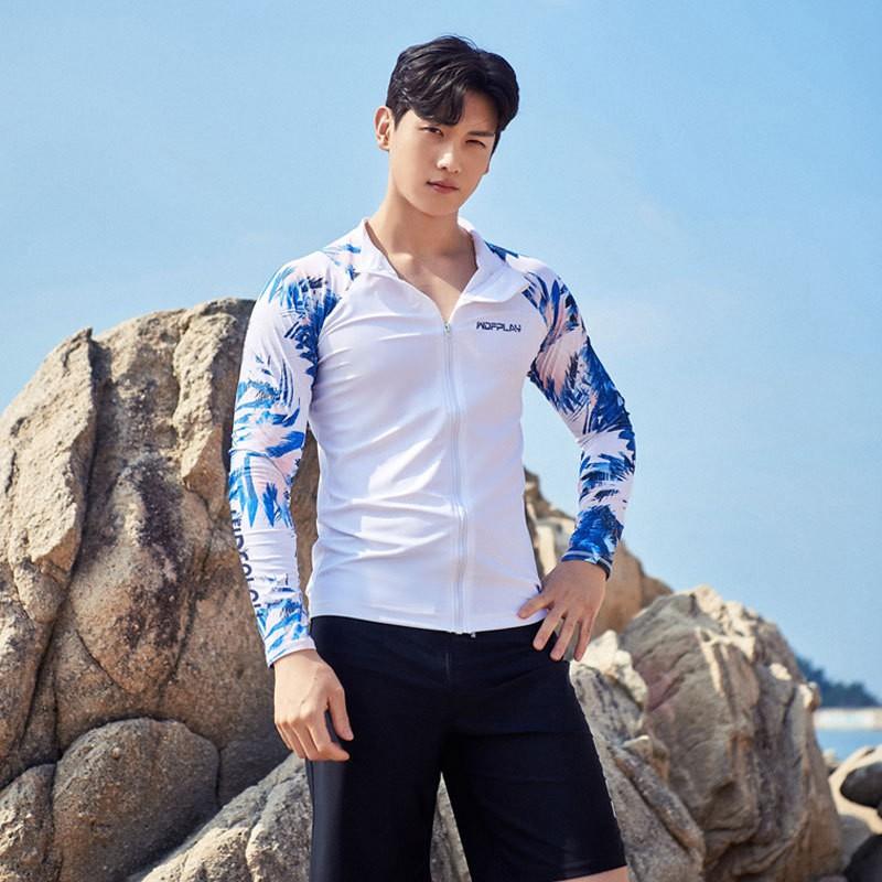 Mens Quick-Dry UV Protection Rash Guard Set Long Sleeve Top Full-Length Pants Surfing Diving Swimming