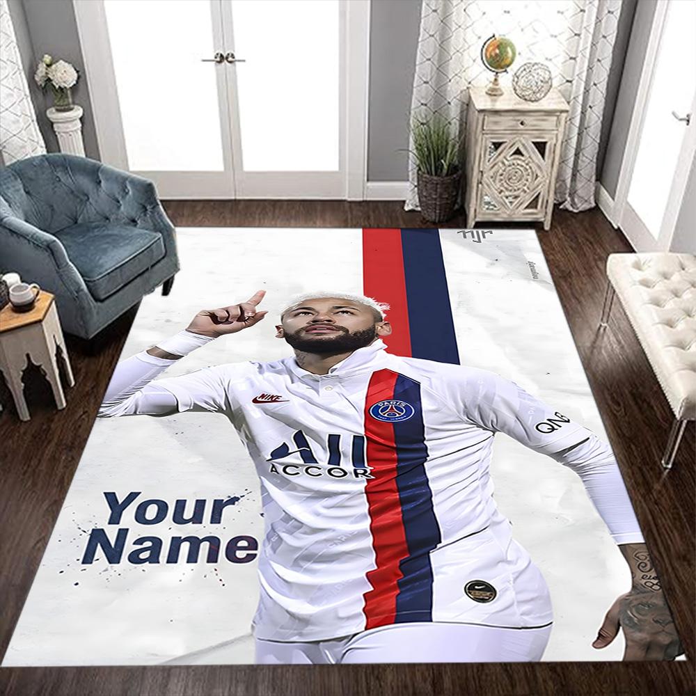 Parisian Neymar Celebration Moment Personalized Text Floor Mat Design for Dormitory Bedrooms Playrooms Entryway Antislip Carpet Anime Office Decor