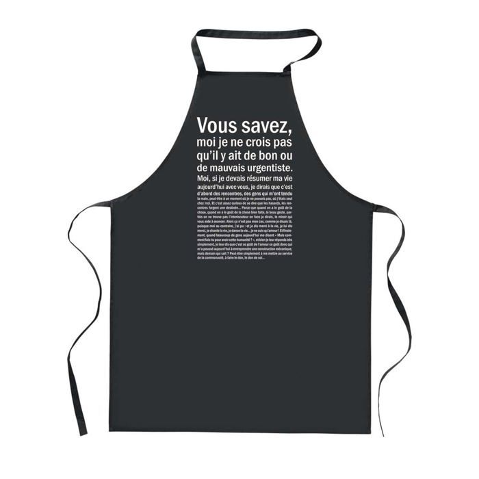 Tablier de cuisine - PLANETEE - Urgentiste Bon ou de mauvais - Noir - Impression Bretonne - 90x60 cm