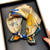 NEW Top Europe Carriage Printed 100% Silk Women Neck Tie Scarf Spring Summer Ladies Handkerchiefs Bags Ribbon Hair Scarfs