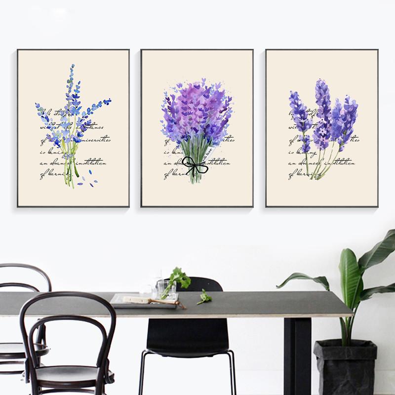 Скандинавская лавандовая картина на холсте, английская комбинация, декоративная модульная Настенная картина для гостиной, домашний декор, постер HD2773