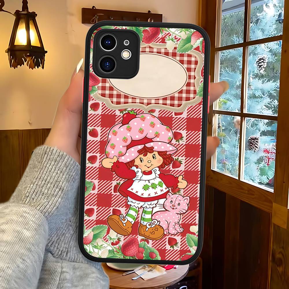 Girl Pink Strawberry S-Shortcake Phone Cases For IPhone 16 15 14 Plus 13 12 11 Pro Max Matte Oft Bumper Phone Cover