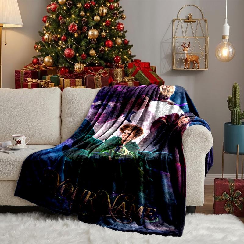 Custom Name Hocus Halloween Night Blanket Bedding Blanket for Women Men, Soft Throw Blankets for Couch,Bed, picnic, Christmas gifts