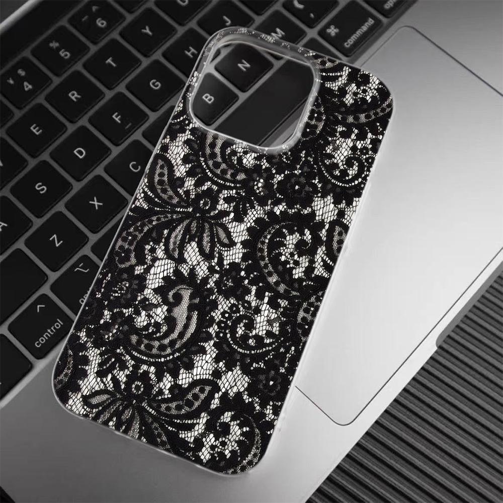 Новый Черный Кружевной Чехол Для Телефона Для IPhone 17 Air 16 15 14 13 12 11 Pro Max 13 12 16 Plus Ударопрочный Мягкий Прозрачный Чехол Coque