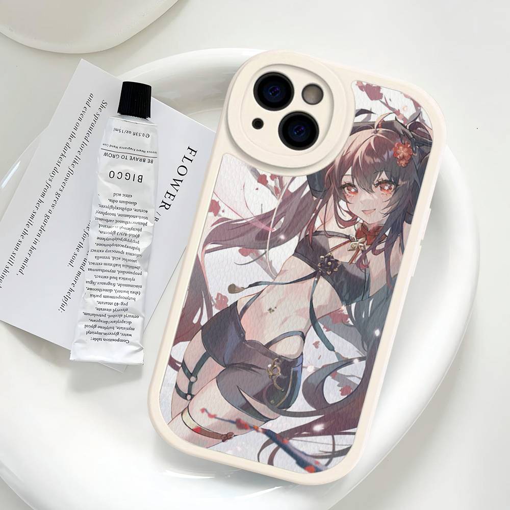 Чехол для телефона из ПУ кожи Hu Tao Genshin Impact для iPhone 16 15 14 13 12 11 Pro Max Plus Задняя крышка Fundas