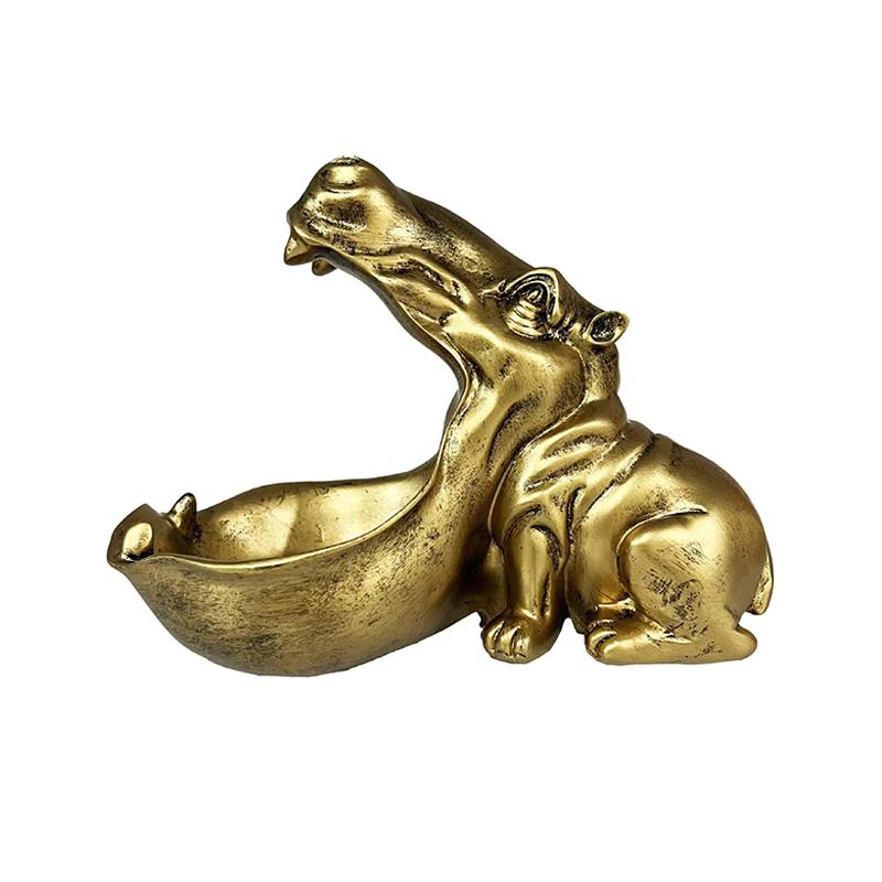 Animal Hippo Statue Home Resin Figurine Art Decoration Sundries Key Container Table Sculpture