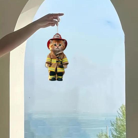 Cat Pendant Car Ornament Hanging Realistic Animal Cat Rearview Mirror Hanging Decor Acrylic Car Charm Party Festival Gift for Car Lovers