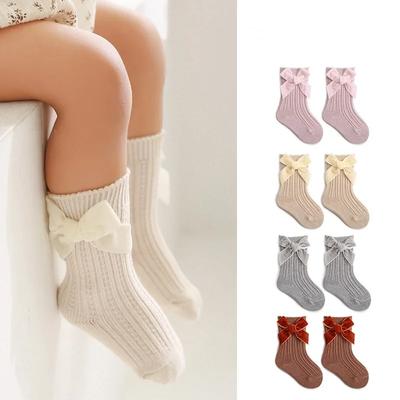 Носки для девочек Chic Simplicity Prnicess Kids, милые модные элегантные носки с бантом для девочек, осенне-весенние мягкие хлопковые носки