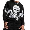 Dark Gothic Skull Jacquard Knit Sweater With Fringe Detail Loose Streetwear Pullover Teens Adults
