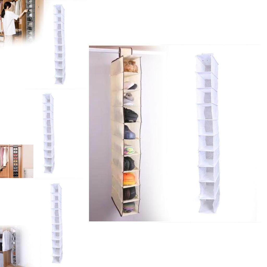 Functional Non-woven Fabric 10 Layer Hanging Storage Bag For Clothes And Shoes