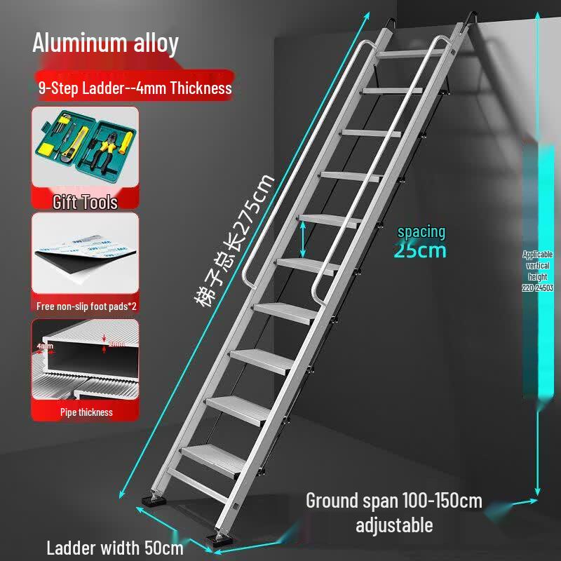 JINGGENG Heavy-Duty Aluminum Telescopic Folding Ladder
