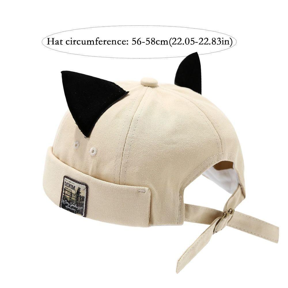 Cute Cat Ears Melon Docker Cap Hip Hop Beanie Hat Retro Style Docker Cap  Worker Wear