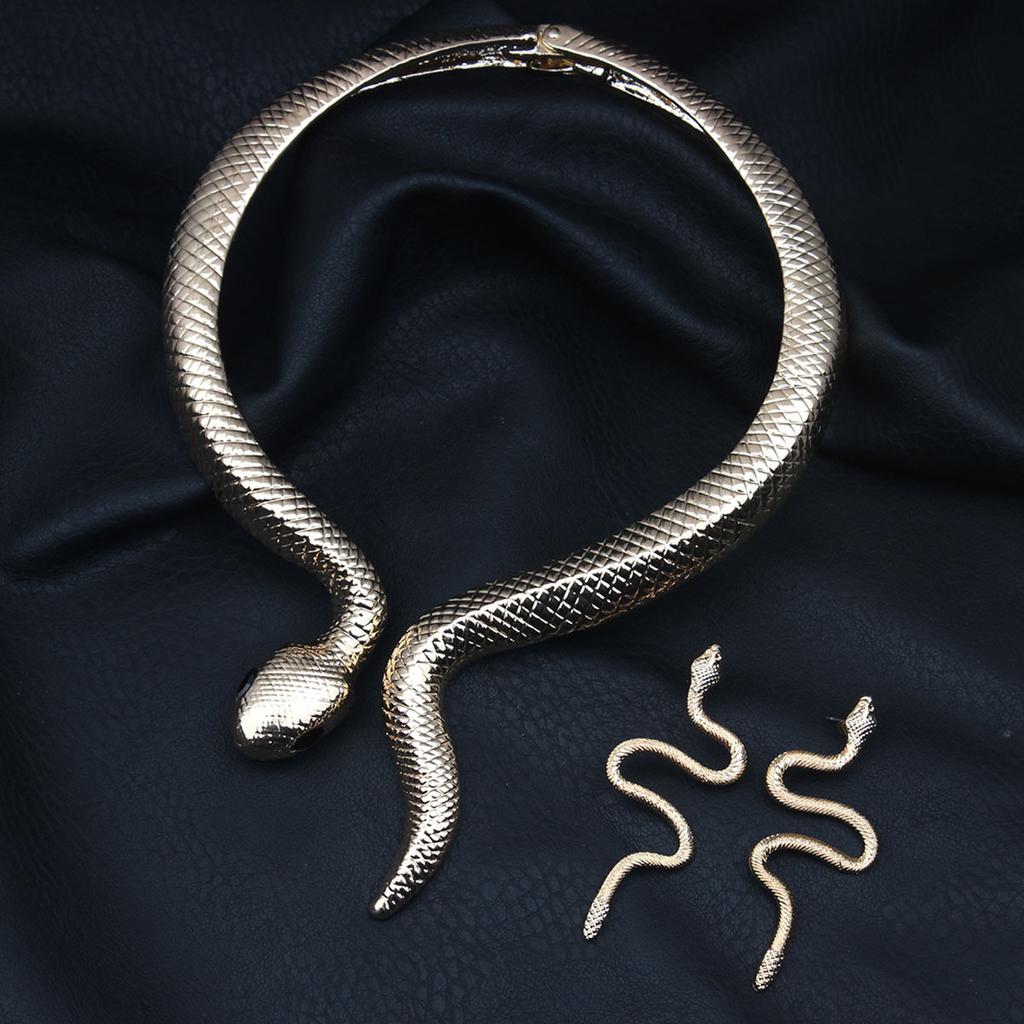 Exaggerated Retro Snake Necklace Earrings Set Women'S Collar Personalized Jewelry Yiwu