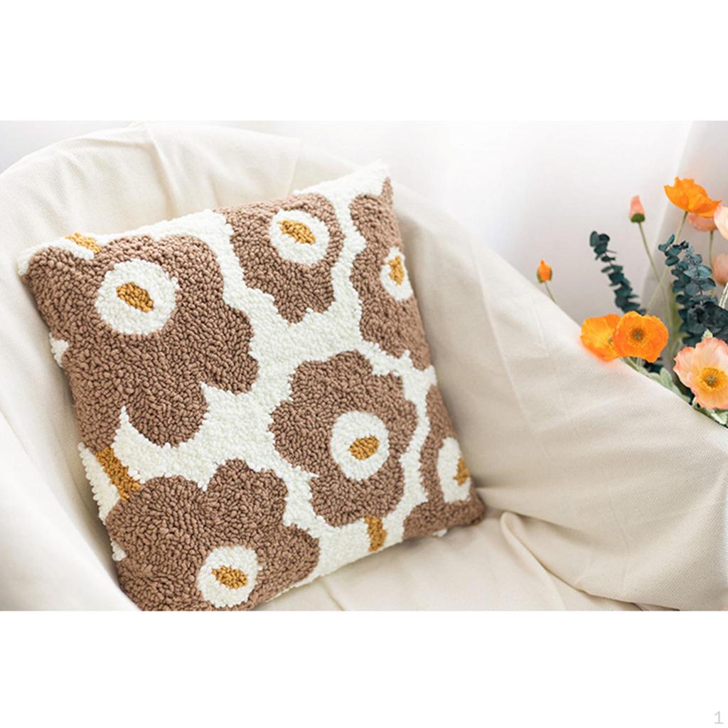 16x16 '' Punch Embroidery with Pattern, Yarns, Making Tools for Rug Pillowcase W/