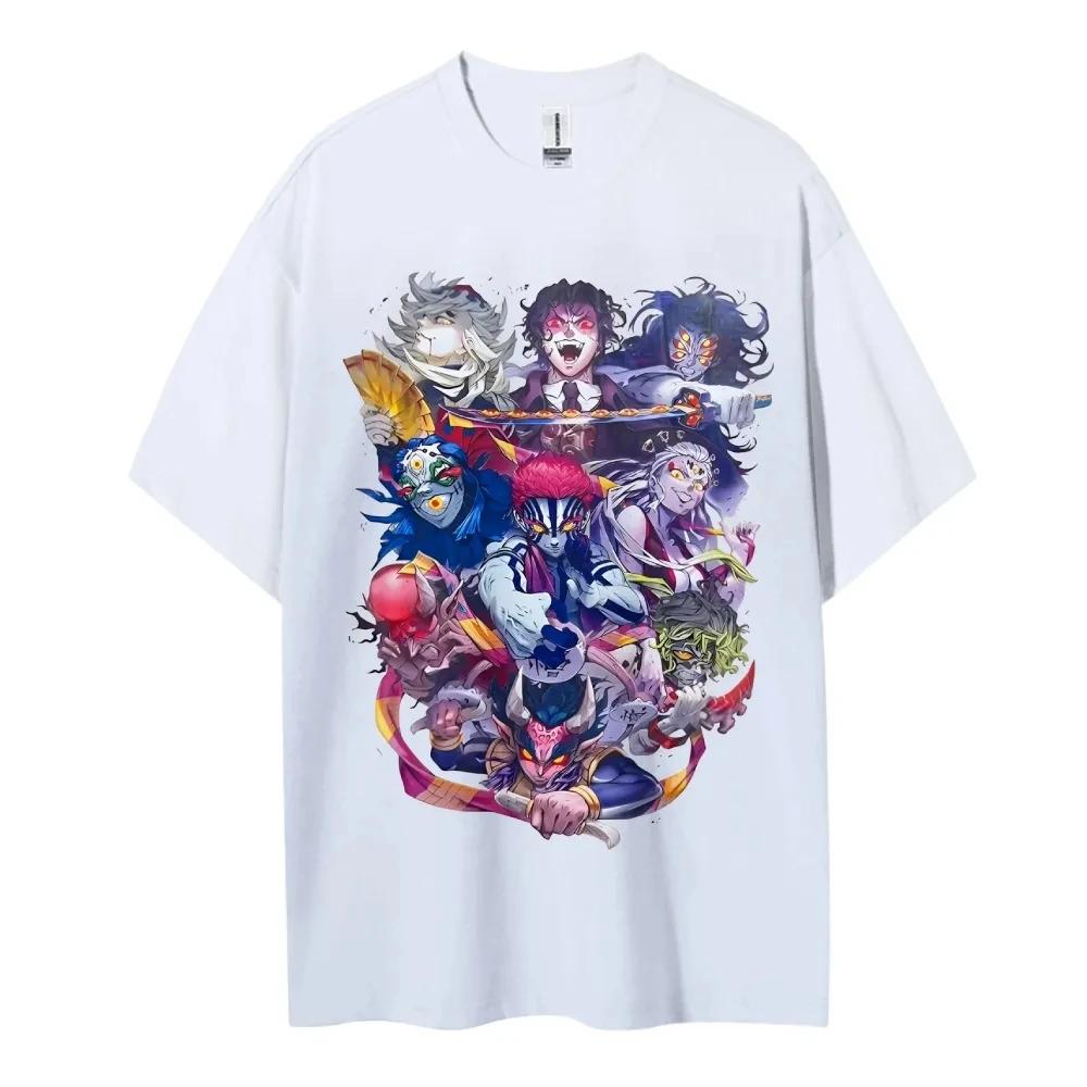Hot Sale Anime Peripherals Demon Slayer Manga Graphic Print Short-sleeved Men Women Cotton Comfortable Soft  Loose Casual Oversized Top Summer New Tee