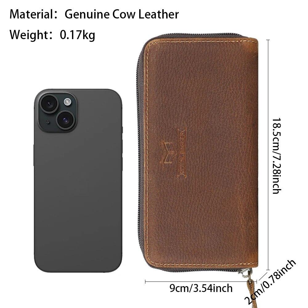 Длинные кошельки-клатчи Royal Bagger на молнии в стиле ретро, ​​кошелек для монет из натуральной кожи, мужская сумка на руку большой емкости 1659