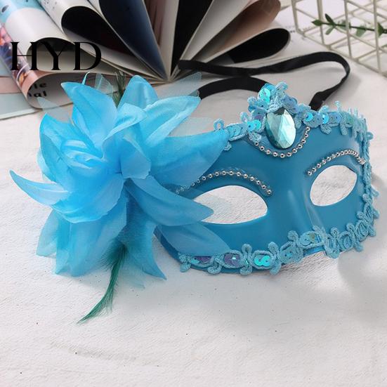 Vintage Masquerade Mask Half Face for Women, Mesh Flower Rhinestone Venetian Party Mask, Costumes Accessory Halloween Carnival Prom Ball Style